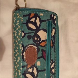 Fossil KeyPer blue teal floral wallet cute